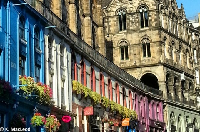 Colourful shops on Victoria Street, Edinburgh