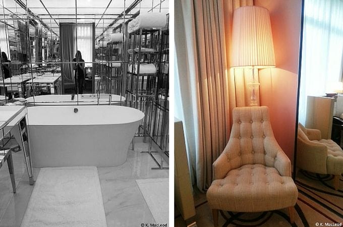 Bathroom and lounge at the Le Royal Monceau suite