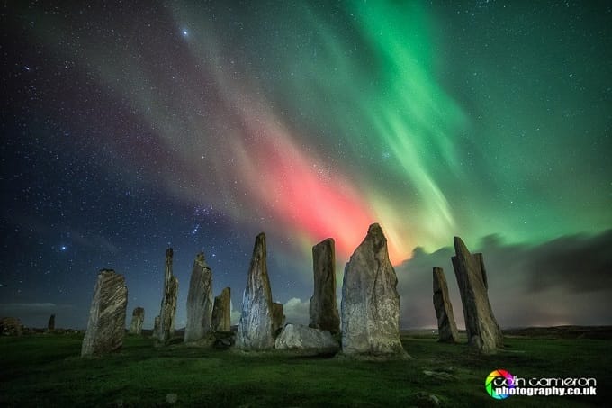Northern lights over the Callanish Stones