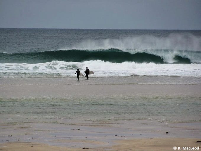 Surfing on Dal Mor, Isle of Lewis