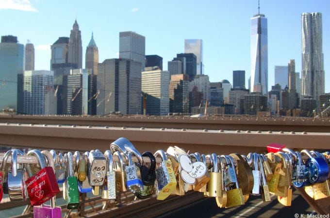 Love locks on the Brooklyn Bridge
