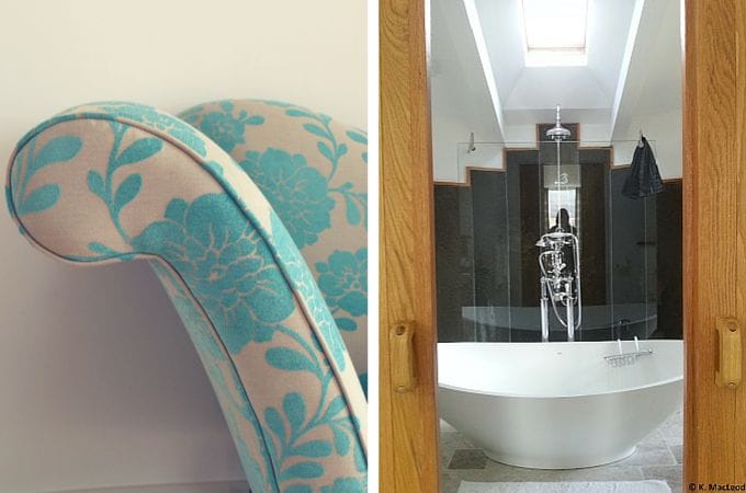 Bathroom and chair details at The Broch