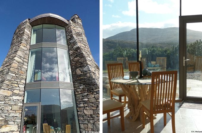 The Broch kitchen and exterior