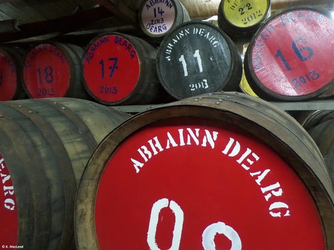 Whisky barrels at Abhainn Dearg Distillery