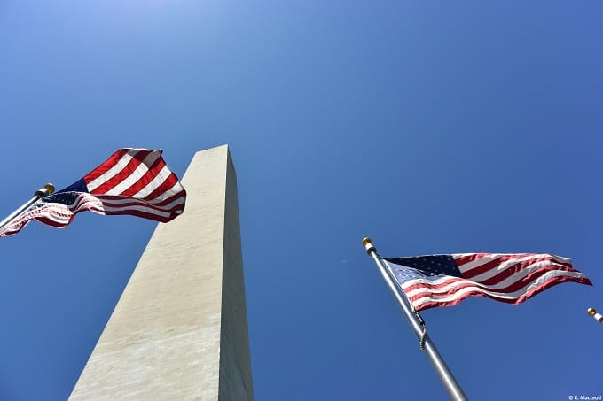 American flags at the Washington Monument