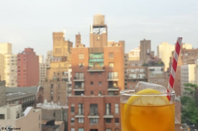 New York skyline from a rooftop bar