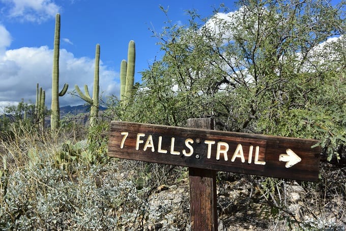 7 Falls Trail Sign Sabino Canyon