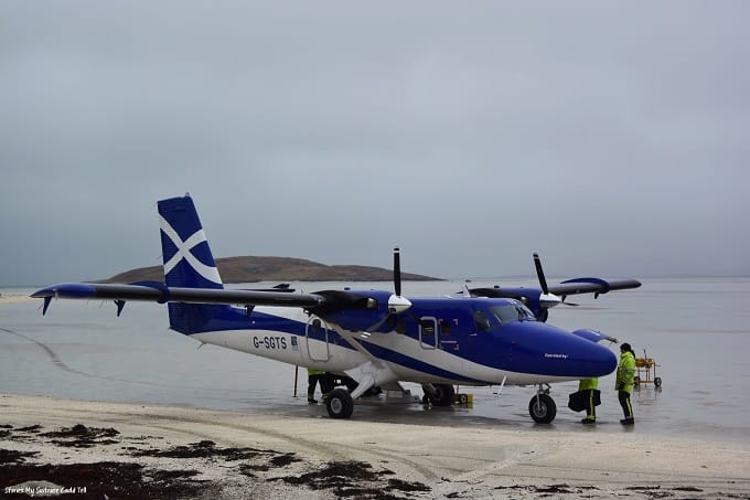 Plane on the runway at Barra airport